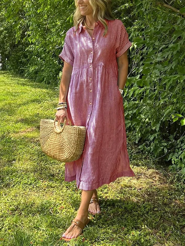 Cathy | Elegantes gestreiftes Blusenkleid