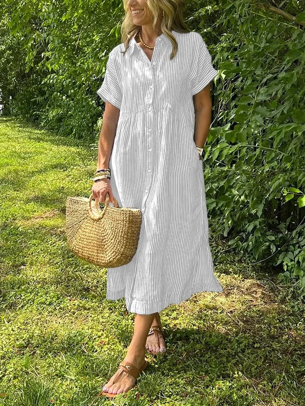 Cathy | Elegantes gestreiftes Blusenkleid