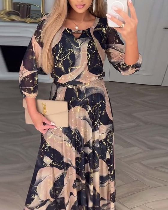 Isadora | Elegantes Maxi-Kleid mit Marmor-Print