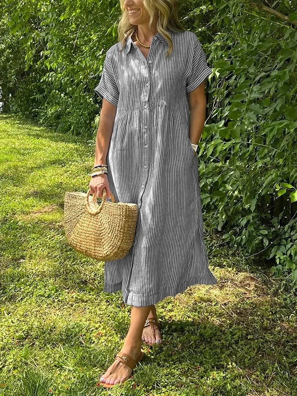Cathy | Elegantes gestreiftes Blusenkleid