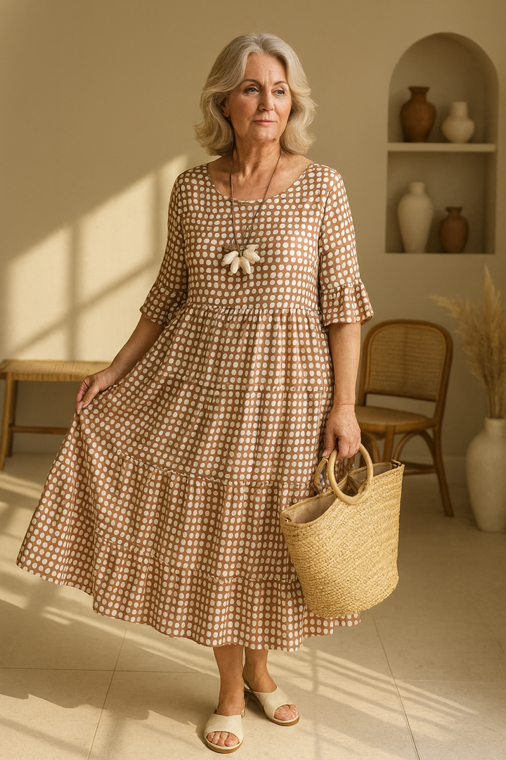 Elvia | Elegantes Polka-Dot-Midikleid