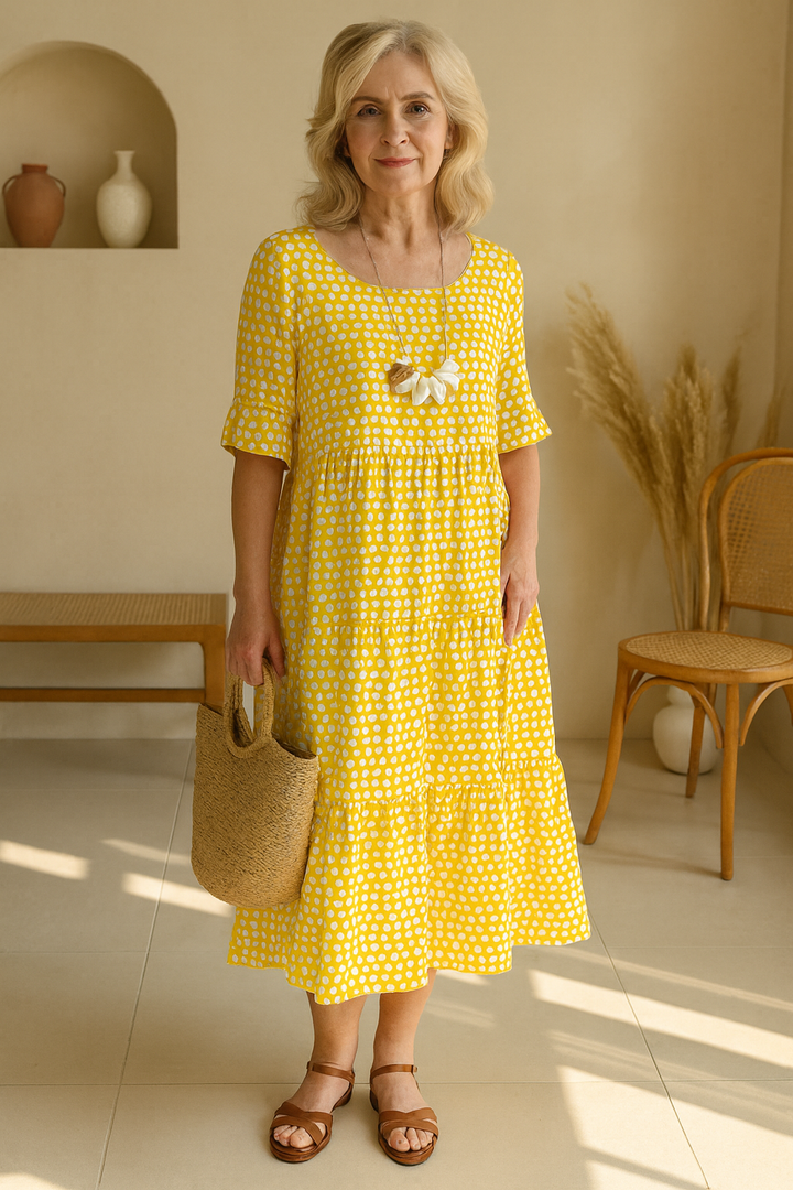 Elvia | Elegantes Polka-Dot-Midikleid