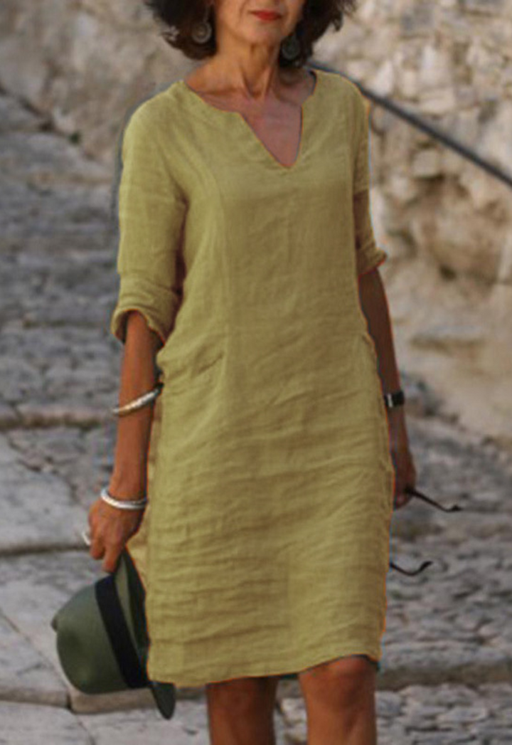 Elvy | Elegantes V-Ausschnitt Kleid