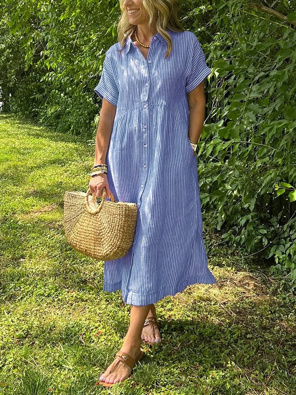 Cathy | Elegantes gestreiftes Blusenkleid