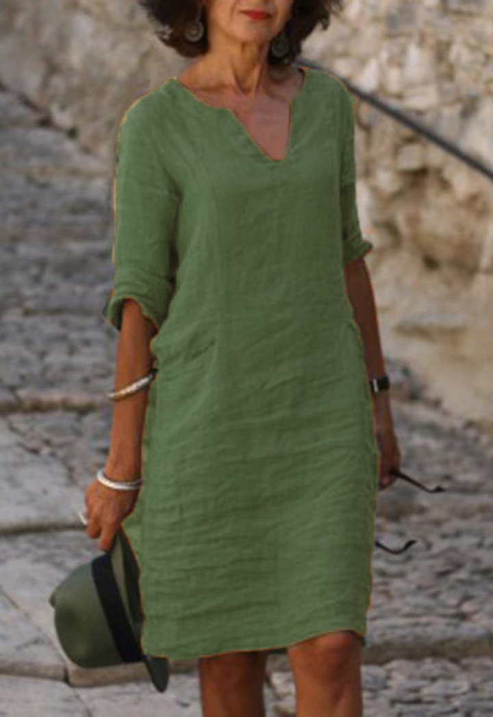 Elvy | Elegantes V-Ausschnitt Kleid
