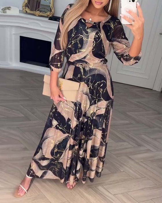 Isadora | Elegantes Maxi-Kleid mit Marmor-Print