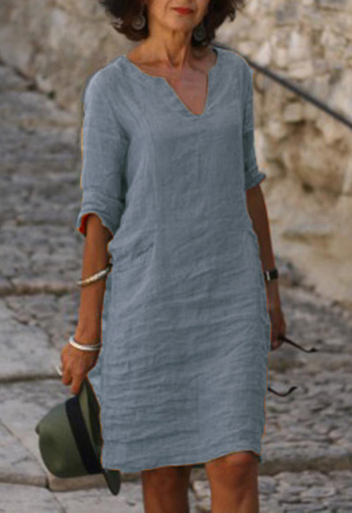 Elvy | Elegantes V-Ausschnitt Kleid