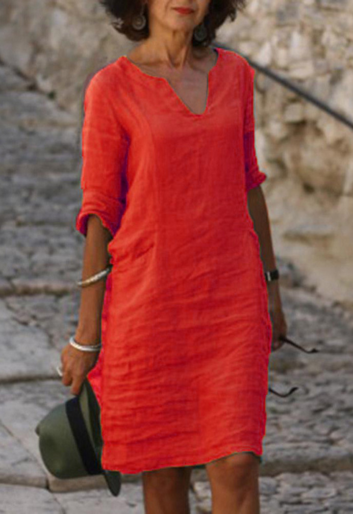 Elvy | Elegantes V-Ausschnitt Kleid