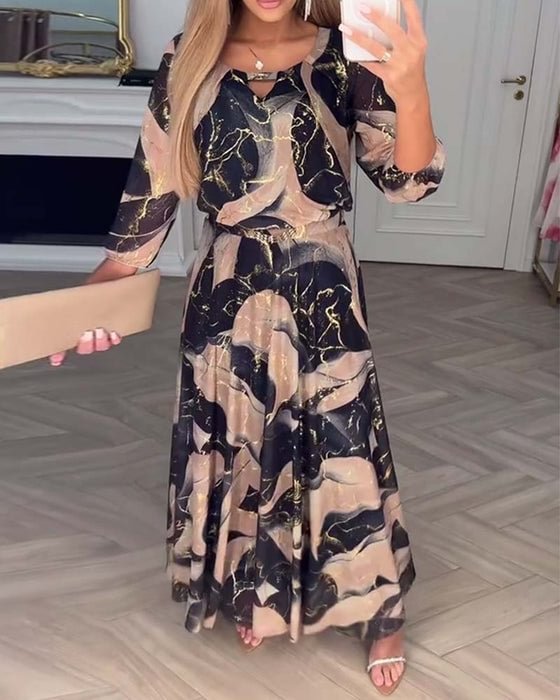 Isadora | Elegantes Maxi-Kleid mit Marmor-Print