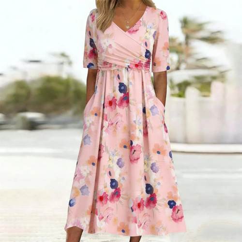 Jania │ Rosa geblümtes Kleid