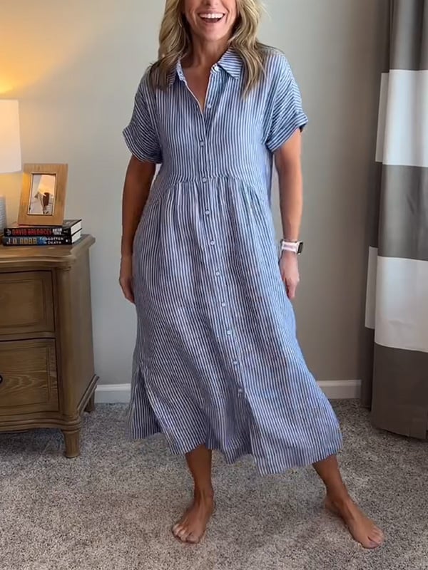 Cathy | Elegantes gestreiftes Blusenkleid