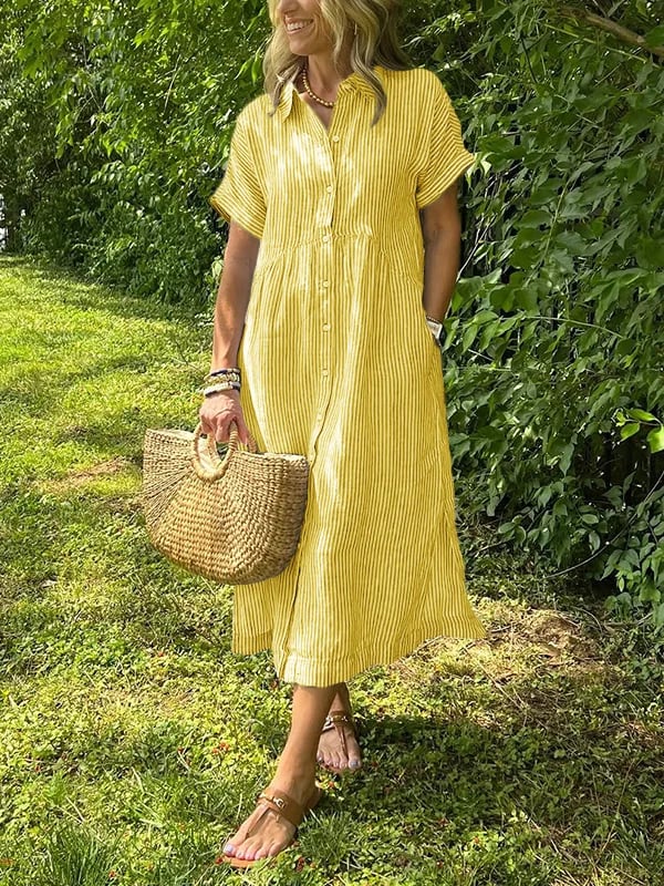 Cathy | Elegantes gestreiftes Blusenkleid