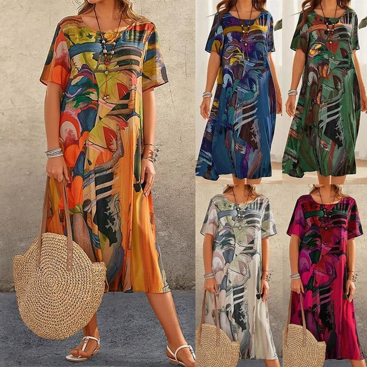 Tori | Lebhaftem Tropenmuster Kleid
