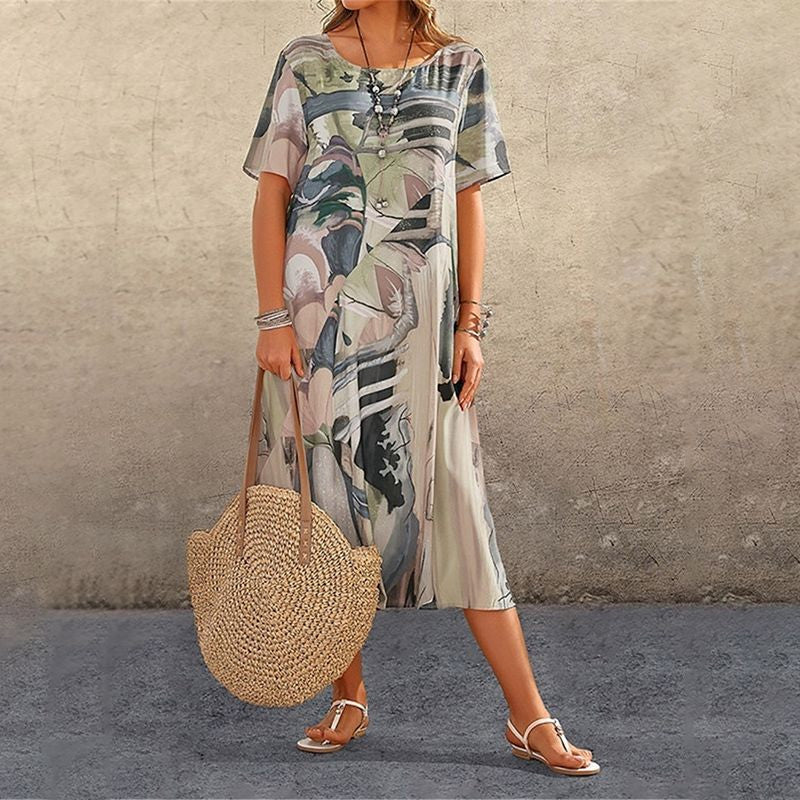 Tori | Lebhaftem Tropenmuster Kleid