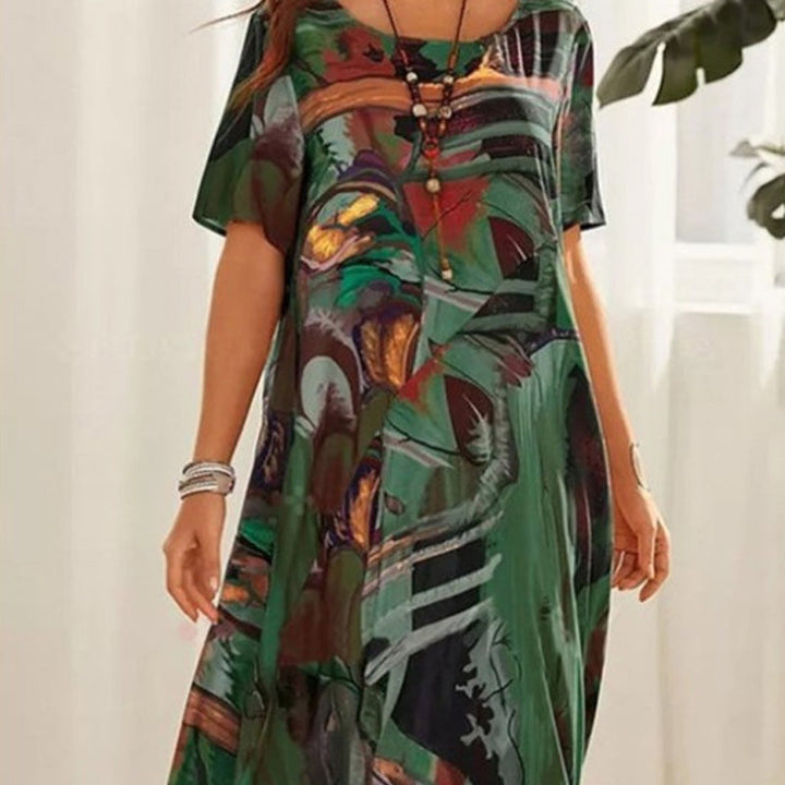 Tori | Lebhaftem Tropenmuster Kleid